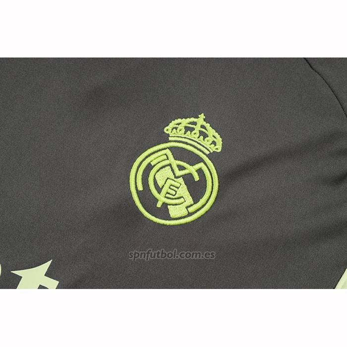 Chandal del Real Madrid Manga Corta 2025-2026 Gris Verde - Pantalon Corto